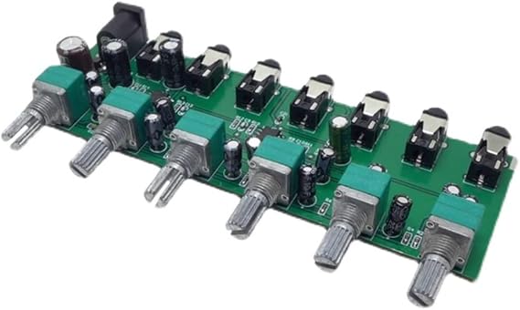 6 Ways Stereo Mixer Audio Distributor Mixing Board with Volume Control DC5-24V 1PC 6 Inputs 1 Output