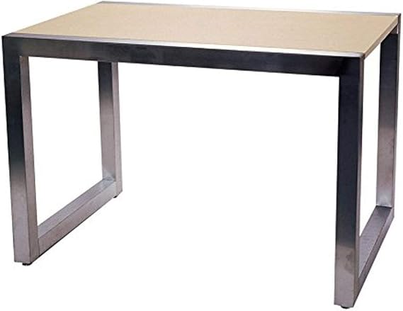 Econoco Display Table (Medium Table Frame with Maple Wood Top) | Commercial display table with chrome legs & melamine top, professional-grade for retail floor or trade show use