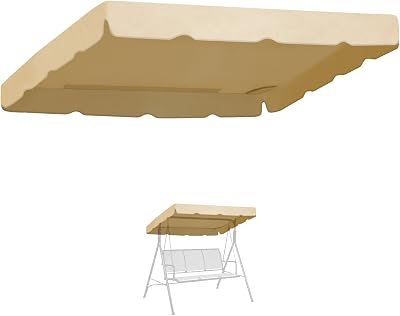 YardGrow 77x43 Swing Canopy Replacement Cover Patio Swing Replacement Canopy Top Cover Garden Outdoor, Canopy ONLY Beige