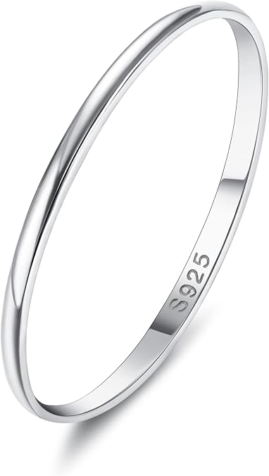 MILACOLATO 925 Sterling Silver Ring for Women Men High Polished Plain Stackable Thumb Rings Tarnish Resistant Wedding Band Ring Comfort Fit Size 4 to 12, 1mm 2mm 3mm 4mm 5mm 6mm