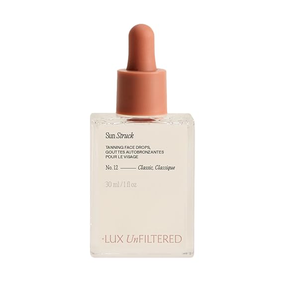 + Lux Unfiltered - N12 Sun Struck Bronzing Face Tanning Drops - Classic | Gradual Self Tanner - Natural Glow, Streak-Free, Fragrance Free - Hyaluronic Acid & Vitamin E - Vegan & Cruelty Free