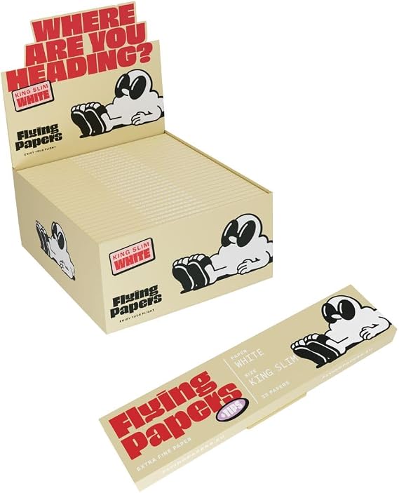 Flying Papers White King Size Slim Rolling Papers, 110mm x 44mm, Extra Fine (10 x Booklets)