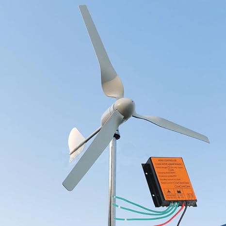 Wind Turbine Generator Kit 1000W 12V 24V 48V with 3 Blade, Horizontal axis Wind Generator Industrial Energy Equipment with Charge Controller, Wind Power Generator for Home, Marine, RV