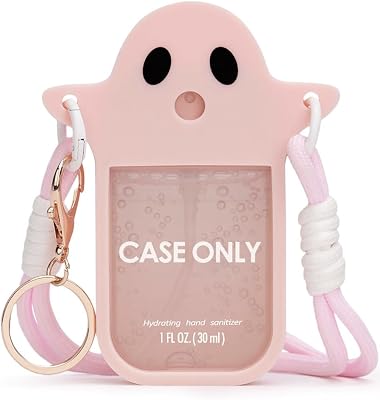 Silicone Case Compatible with Touchland Hand Sanitizer Spray 1 oz 30mL, Cute Halloween Hand Sanitizer Holder for Everyday Use Ghost Hug, Bubblegum Pink