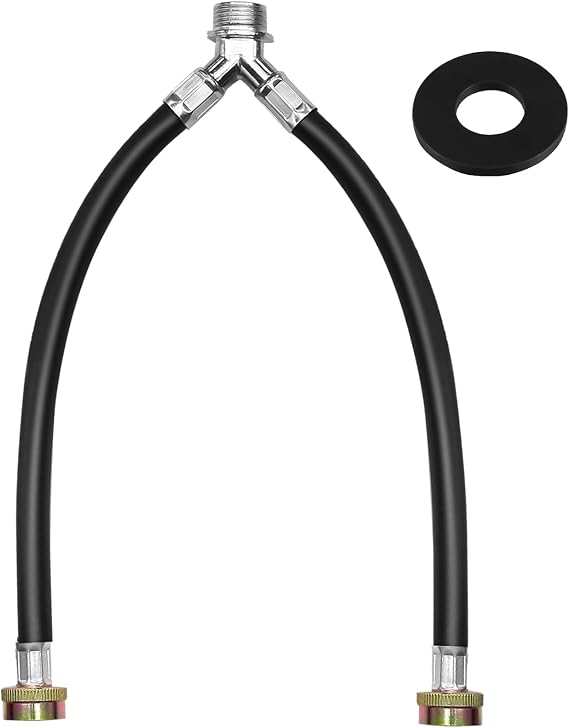 Uenhoy 12 Inch Rubber Washing Machine Y Mixer Hose Connector, Black, 1 FT