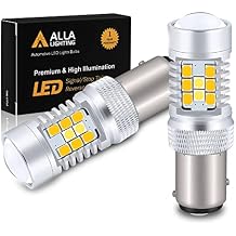 Alla Lighting BAY15D 1157 LED Switchback Bulb Turn Signal Lights, 6000K White/Amber Yellow Dual Color 2357 3496 7528 Extremely Super Bright 2835 28-SMD Blinker Lamps