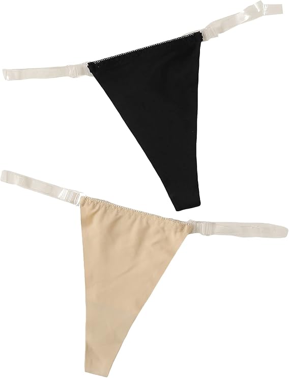 GORGLITTER Women's Clear Invisible Underwear Sexy G String Thongs Panties | 2 Piece Stringys Invisible Panties, See Through Underwear Thongs, Sexy Festival Outfits, Black, Small