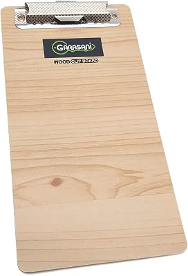 GARASANI Wood Coated Clipboard - Bill Credit Card Receipts Memo Holder Pad - for Restaurants, Stores, Office 4.13 x 8.07 Beige Wood