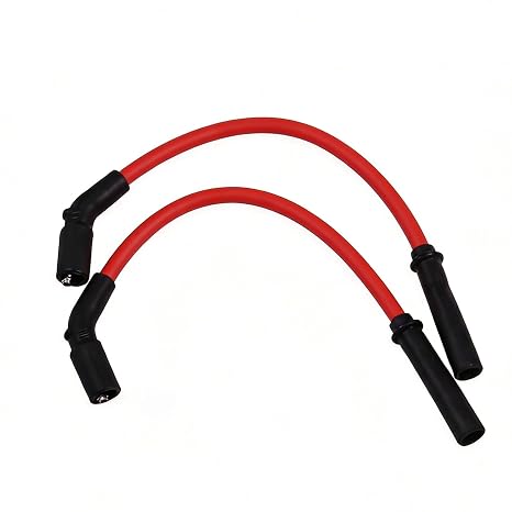 10mm Thick Red Spark Plug Wire Compatible with Harley-Davidson Forty Eight/Iron 883/ Seventy Two/Sportster 883/ Sportster 1200 with Coil Relocation 2007+