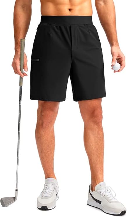 Viodia Men's 7" Golf Shorts with 5 Pockets Elastic Waist Dry Fit Stretch Shorts for Men Hiking Casual Athletic