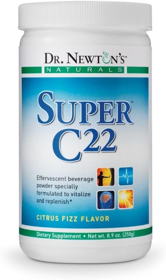 SelfCare+ Dr. Newtons Naturals Super C22 Effervescent Vitamin C Fizzy Powdered Drink Mix with 22 Natural Sources of Vitamin C 1500mg -8.9 Ounce Can
