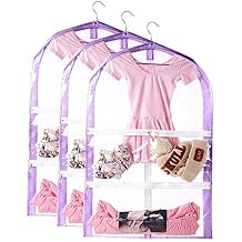 Clear Kids Garment Bags,3 Packs Garment Bag For Dance Costumes With Pockets,Foldable Garment Bags For Hanging Clothes Travel Storage,Dance Garment Bags For Dancers.35" Garment Dance Competition Bag
