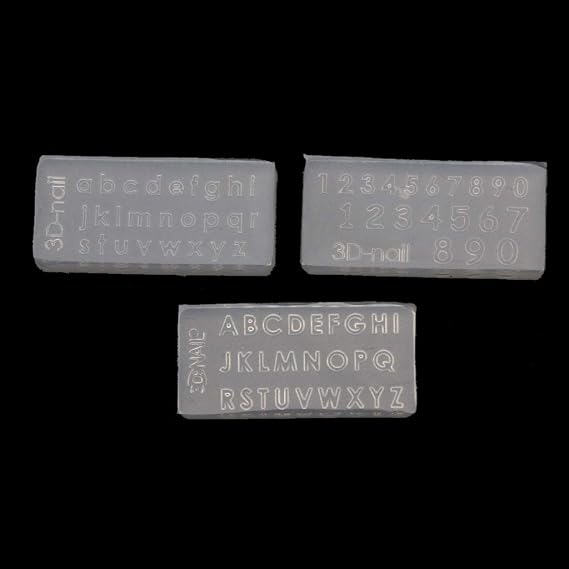 angwang Molds,3Pcs Small Size Numbers Letters Mold Kit Alphabet Pendant UV Resin Silicone Mold Jewelry Making Tools Nail Art Crafts White, 1.6 inchesx 0.8 inchesx 0.2 inches