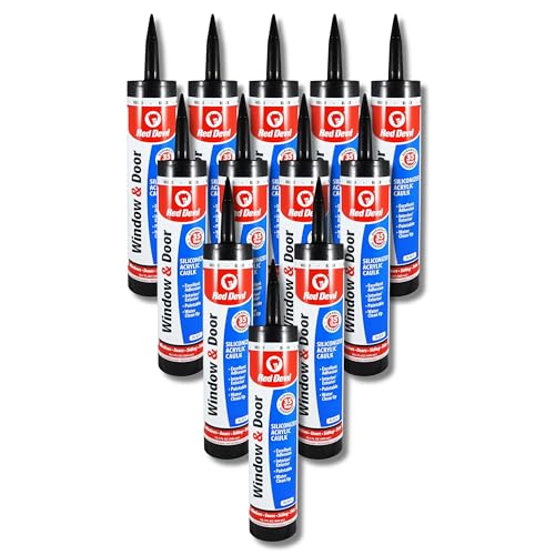 Red Devil 08466012 Window & Door Siliconized Acrylic Caulk Black, 10.1 oz, Case of 12