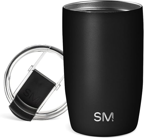 Simple Modern Travel Coffee Mug with Lid | 12oz | Black | Voyager Coffee Cup, Coffee Tumbler for Hot & Iced Drinks | Insulated Stainless Steel Travel Mug | Midnight Black