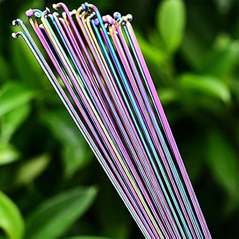 12pcs 2.0mm Stainless Steel Spokes Vacuum Plated Rainbow Spokes 26 27.5 29 Inch Spoke Caps Mountain/Road Bike Spokes (Color : 259MM X 12pcs)