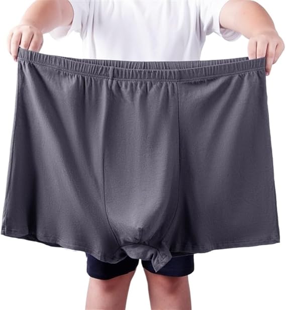 Plus Size 2XL-10XL Men's Pure Cotton Boxer Briefs High Waist Loose Underwear Soft Comfort Flex Fit Underpants(Color:Dark gray,Size:8XL)