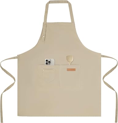 Tosewever Art Aprons for Women Painting Pottery Baking, Mens Buckle Straps Kitchen Apron with Pockets for Chef Cooking