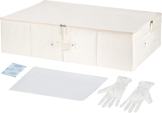 Wedding Dress Storage Box - Wedding Dress Preservation Box with 20 Sheets of Acid Free Tissue Paper for Storage Wedding Dress Storage Box Kit,Heirloom Wedding Gown Storage Box - Bride Musthaves(Beige)