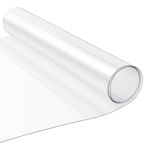 17.7 x 96 Inch Large PET Plexiglass Sheets Roll, 0.8mm Transparent Flexible Plastic Sheet Roll for Craft, Picture Frames, Sign Blank, DIY Display Project, Easy to Cut
