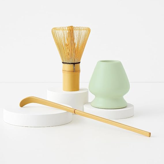 3 Piece Matcha Tea Brush and Bamboo Whisk Holder and Bamboo Spoon Set mt155