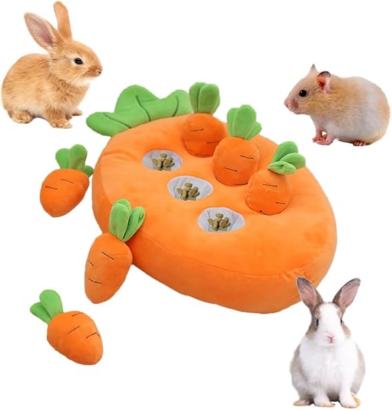 Okydoky Rabbit Foraging Toys, Bunny Toys Guinea Pig Toys, Snuffle Mat for Small Animals of Rabbits Guinea Pig-Carrot Shape, NO.LTZMRWJ
