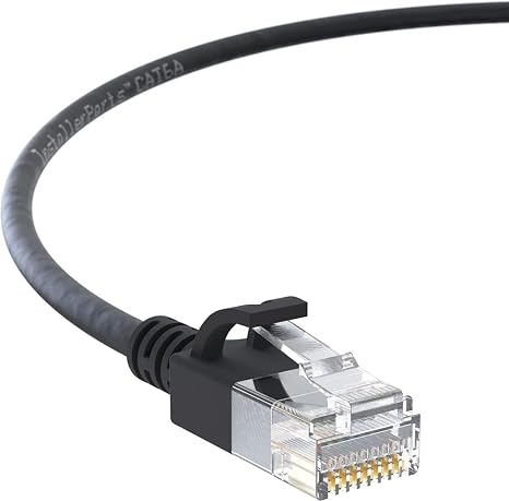 InstallerParts Ethernet Cable CAT6A Slim Cable UTP Booted 30 FT (10 Pack) - Black - Professional Series - 10Gigabit/Sec Network/High Speed Internet Cable, 550MHZ, 28AWG
