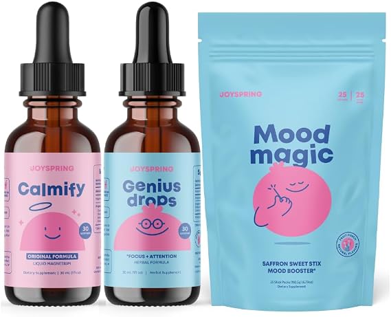 JoySpring Saffron & Magnesium for Kids Genius Focus Supplement Bundle