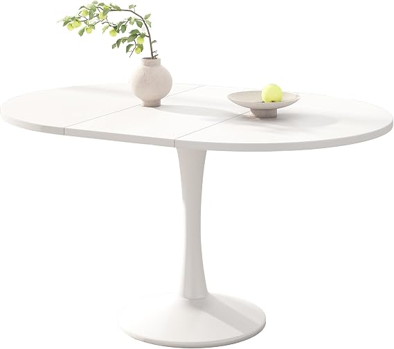 Oval Extendable Dining Table for 4-6 Seater, Space-Saving Table for Living Room Kitchen, Length 100-140cm