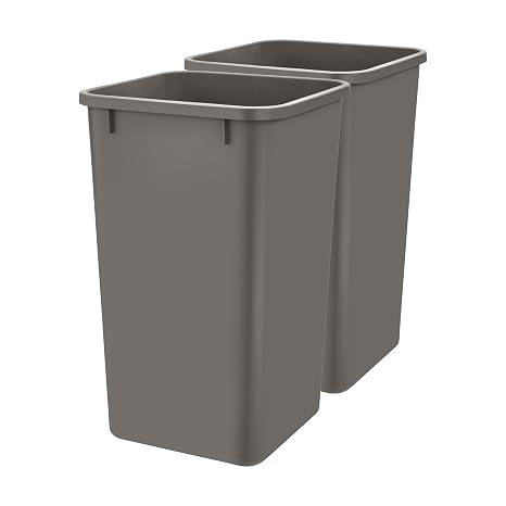 Rev-A-Shelf 27 qt Polymer Replacement Waste Container for Rev-A-Shelf Pullouts, Kitchen Cabinet Trash Can Recycle Bin, RV-1024-13-2, Orion Gray (2-Pack)