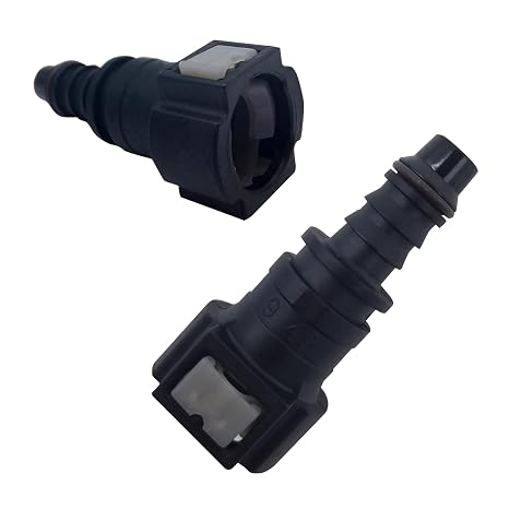 2 PCS Automobile Fuel Line Quick Connector, 9.49 OD-ID8 Straight PA12 High Temp Resistant Connector, 3/8" Joint with Seal Ring, Universal Fuel Pump Line Repair Kit for Most Cars (Black)