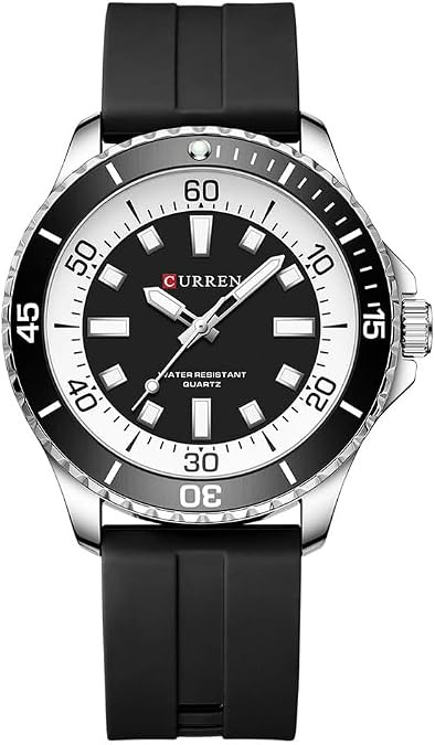 MASTOP CU8448 Classic Watch for Men, Silicone Band 44mm Sapphire Crystal Luminous Luxury Watches 316L Stainless Steel Water Resistant Analog Ideal Gift for Men Green Orange Wristwatchs