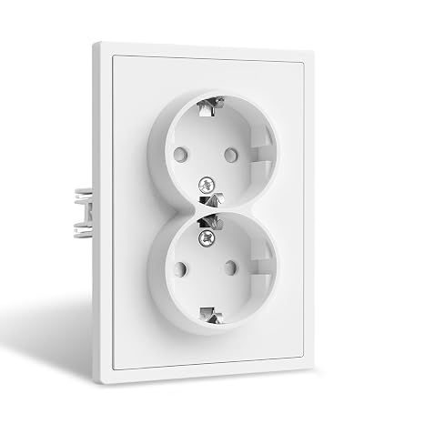 CNBINGO Double Socket Flush-Mounted Matt White Double Socket 16 A 250 V