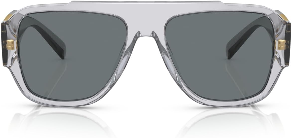 Versace VE 4436U 530580 Transparent Grey Plastic Pillow Sunglasses Blue Lens