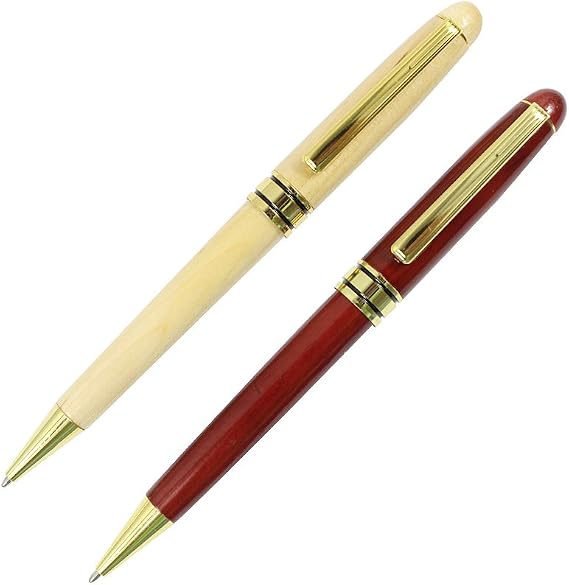 Set of 2 Rosewood and Maple Wooden Ballpoint Pens Set Handcrafted Wood Pen Retro Collection Gift Pen