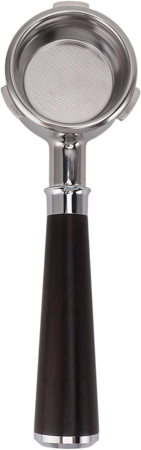 58mm Bottomless Portafilter, 3 Ears Design Portafilter with Solid Wood Handle for Coffee Machines (A Style Sandalwood)