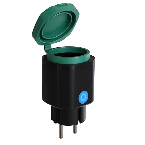 WiFi Outdoor Socket Smart Socket with Current Measurement Timer Function IP44 Outdoor Socket Waterproof Supports Remote Control Compatible with Alexa and Google Home (Black Pack of 1)