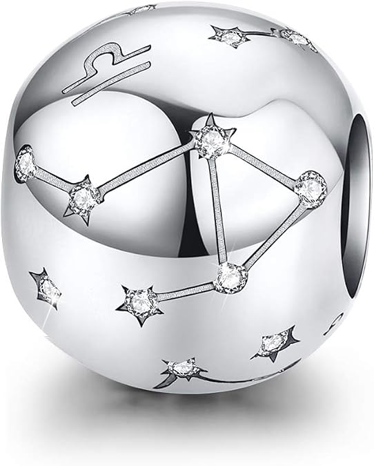Zodiac Star Sign 925 Sterling Silver Bead Charm Fits Bracelets Necklace 12 Constellations Charm Compatible with Pandora Bracelet, Women Jewelry for Birthday Anniversary Jewelry