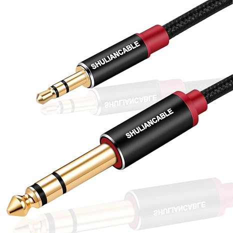 SHULIANCABLE 3.5mm to 6.35mm Stereo Audio Cable, 6.35 1/4" Male to 3.5 1/8" Male TRS Stereo Audio Cable for Guitar,iPod, Laptop, Home Theater Devices,Smartphones,and Amplifiers (3.3Ft/1M) | 6.35 1/4" to 3.5 1/8" Male TRS Stereo Audio Cable for Guitar,iPod, Laptop, Home Theater Devices,Smartphones,and Amplifiers