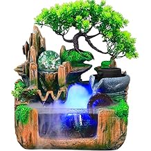 Resin Tabletop Waterfall Fountain,LED Light Atomizing Desktop Humidifier Fountain Rockery Crafts,Mini Fish Tank Fountain,Fountain for Home Office Bedroom Desk Ornaments, (1671400)