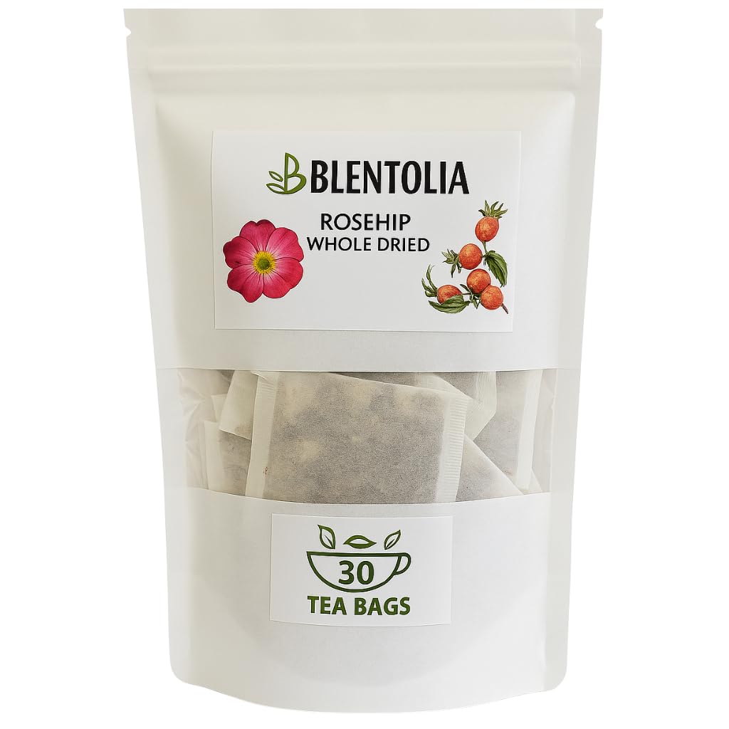 Blentolia Rosehip Tea – Whole Dried Rosehip in Tea Bags – Rich in Vitamin C & Antioxidants – Immune Support Herbal Tea – 30 Tea Bags