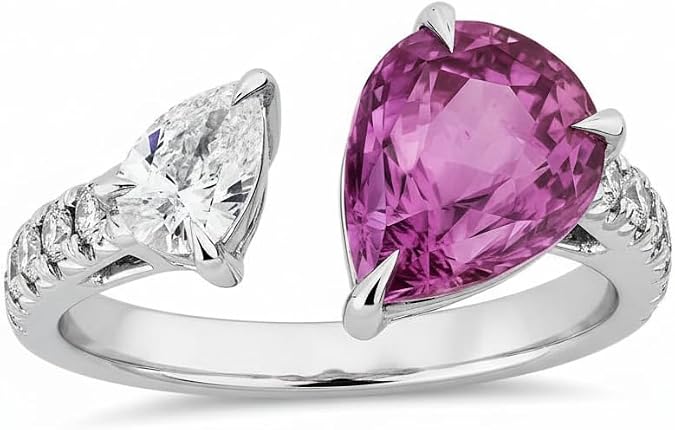 925 Sterling Silver Open Ring Loose Gemstone Beautiful Love Fine Jewelry Ring for Women US Size 4 to 13