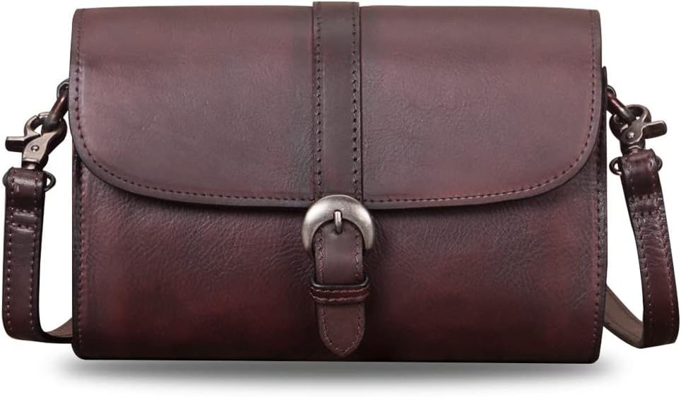 Genuine Leather Small Purses and Handbags for Women Vintage Real Leather Shoulder Bag Crossbody Purse Satchel Bags Strap