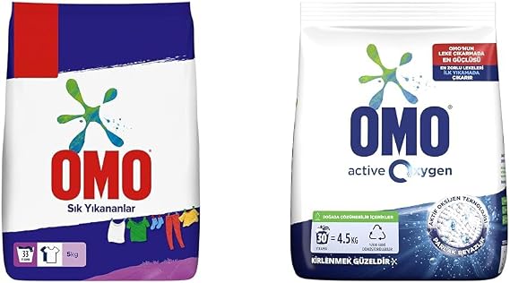 Omo Toz Çamaşır Deterjanı Sık Yıkananlar 5 kg(1) Omo Active Oxygen Toz Çamaşır Deterjanı Beyazlar için, 4.5 kg(1)