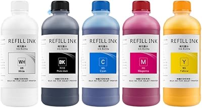 500ml 5 Color DTG Textile Ink Compatible with L1800 L800 R330 1390 1400 1410 R1900 7880 9880 Printers Works with DX4 DX5 DX6 DX7 Printheads