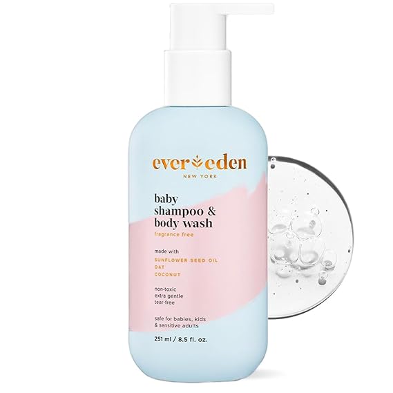 Evereden Baby Shampoo & Body Wash 2-in-1, Fragrance-Free, Vegan, 8.5 fl oz | Gentle Cleanser for Delicate Baby Skin, Dermatologist-Tested, Clean & Vegan, National Eczema Association Accepted, 8.5 fl oz