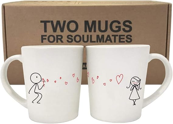 BoldLoft From My Heart to Yours His and Hers Matching Couple Coffee Mugs Set -Couples Gifts Valentines Day Anniversary Wedding Engagement Gifts for Wife Girlfriend Gifts Romantic Gifts for Her