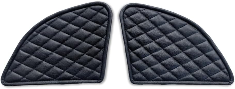 Re Himalayan Motorcycle Tank Pad, Pair of Motorcycle Fuel Tank Traction Pad Protector Universal Knee Grip Decals Pure Leather Checkerd Black With Black Stitch