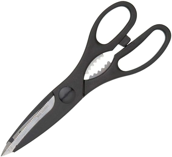 KitchenCraft KCSCISSORMP Kitchen Scissors/Bottle Opener, Stainless Steel, 21 cm, Black