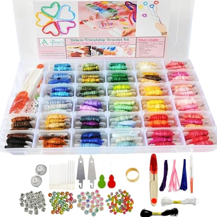 Athenas Elements - Embroidery Floss - 276 Pcs Cross Stitch Thread and Accessories - Perfect for Bracelet Making & DIY Embroidery Projects | Bonus Accessories Included